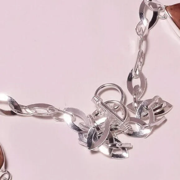 Royal Jasper Gemstone Handmade Jewelry Necklace 17-18" - Picture 3 of 3